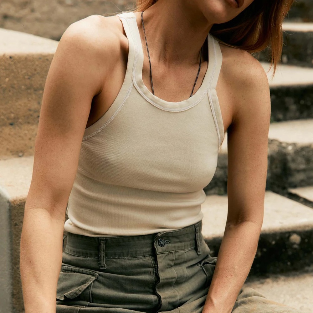 Imogene + Willie ribbed racerback tank, Vintage White, M